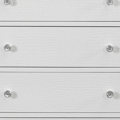 31" Metallic White Solid Wood Five Drawer Standard Chest