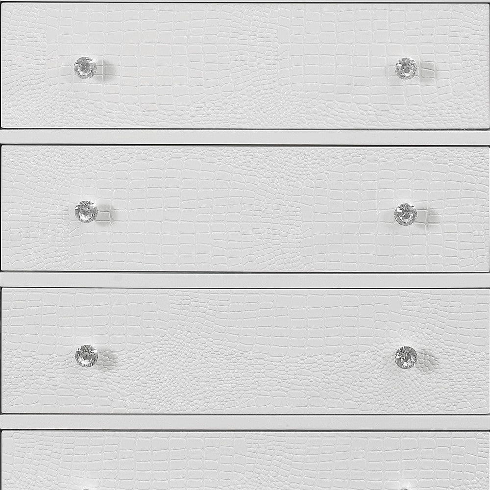 31" Metallic White Solid Wood Five Drawer Standard Chest