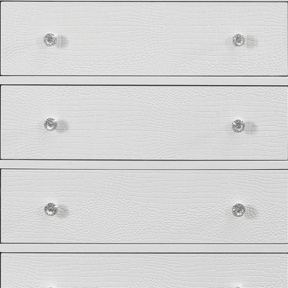 31" Metallic White Solid Wood Five Drawer Standard Chest