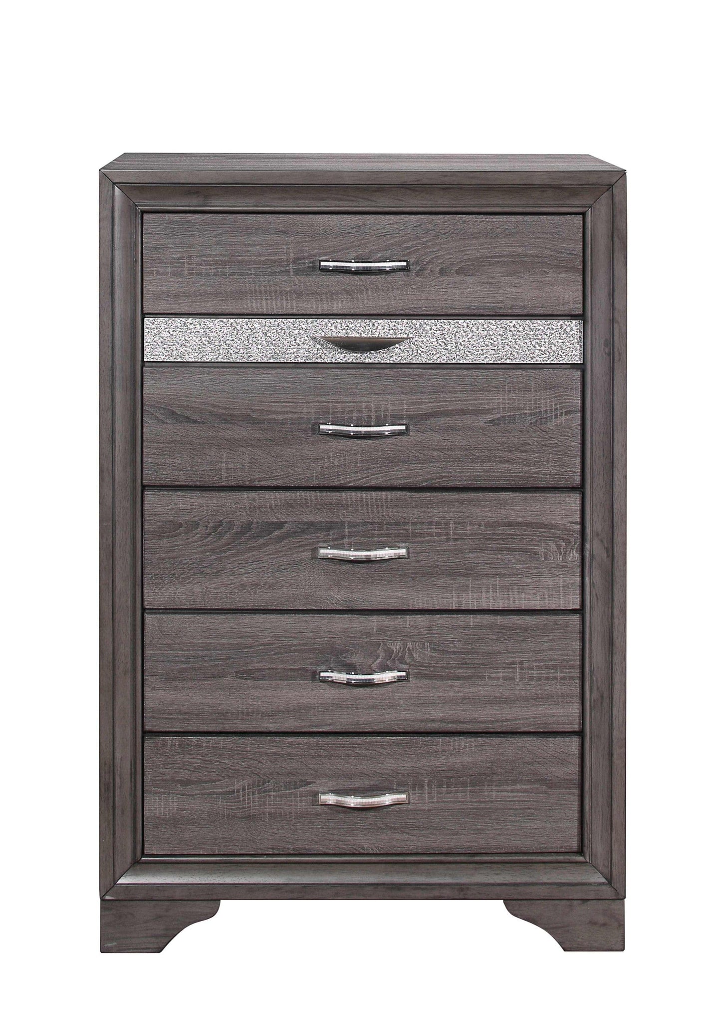 35" Grey Manufactured Wood Six Drawer Standard Chest