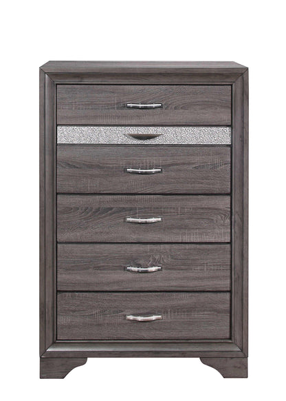 35" Grey Manufactured Wood Six Drawer Standard Chest
