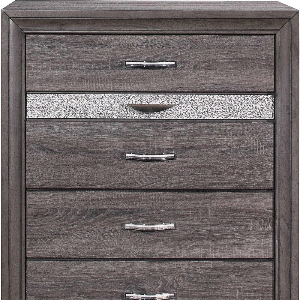 35" Grey Manufactured Wood Six Drawer Standard Chest