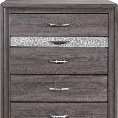 35" Grey Manufactured Wood Six Drawer Standard Chest