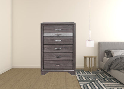 35" Grey Manufactured Wood Six Drawer Standard Chest