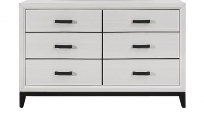 58" White Solid Wood Six Drawer Double Dresser