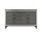 64" Metallic Grey Solid Wood Mirrored Six Drawer Double Dresser