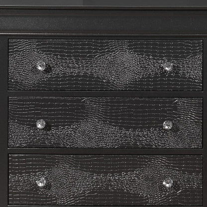58" Metallic Grey Solid Wood Six Drawer Double Dresser