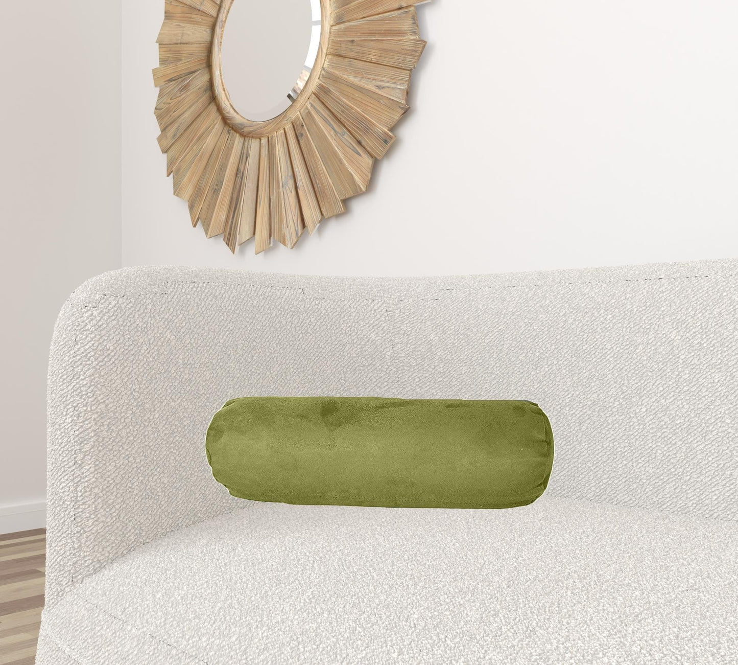 8" X 20" Moss Green Bolster Zippered Microsuede Solid Color Bolster Pillow
