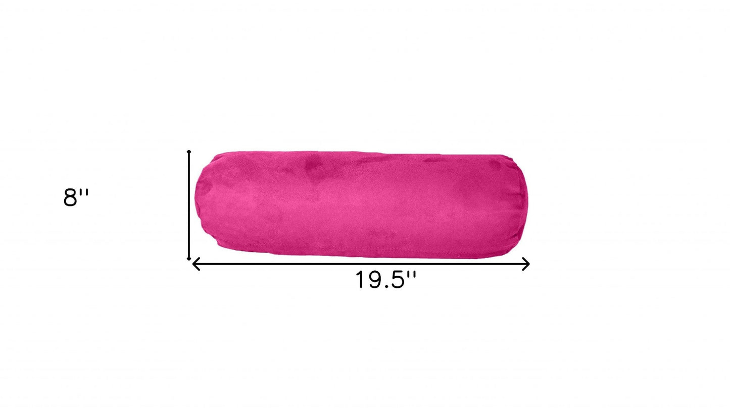 8" X 20" Fuchsia Bolster Zippered Microsuede Solid Color Bolster Pillow