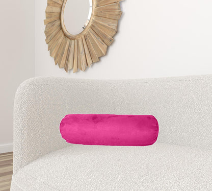 8" X 20" Fuchsia Bolster Zippered Microsuede Solid Color Bolster Pillow
