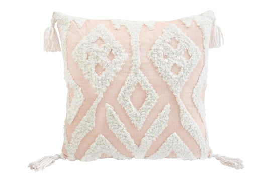 17" X 17" Peach And Cream Chevron Throw Pillow With Tassels