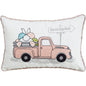 13" X 20" White and Pink  Easter Bunny Pink Truck Throw Pillow