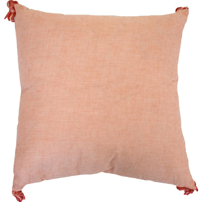 17" X 17" Coral And White Damask Zippered Polyester Throw Pillow With Tassels