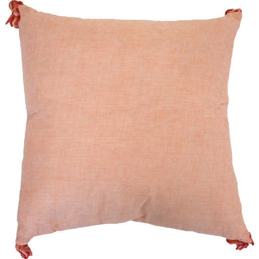 17" X 17" Coral And White Damask Zippered Polyester Throw Pillow With Tassels