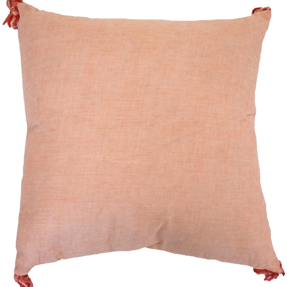 17" X 17" Coral And White Damask Zippered Polyester Throw Pillow With Tassels