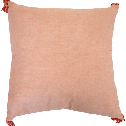 17" X 17" Coral And White Damask Zippered Polyester Throw Pillow With Tassels