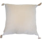 18" X 18" Beige And White Geometric Zippered Polyester And Cotton Blend Throw Pillow With Tassels