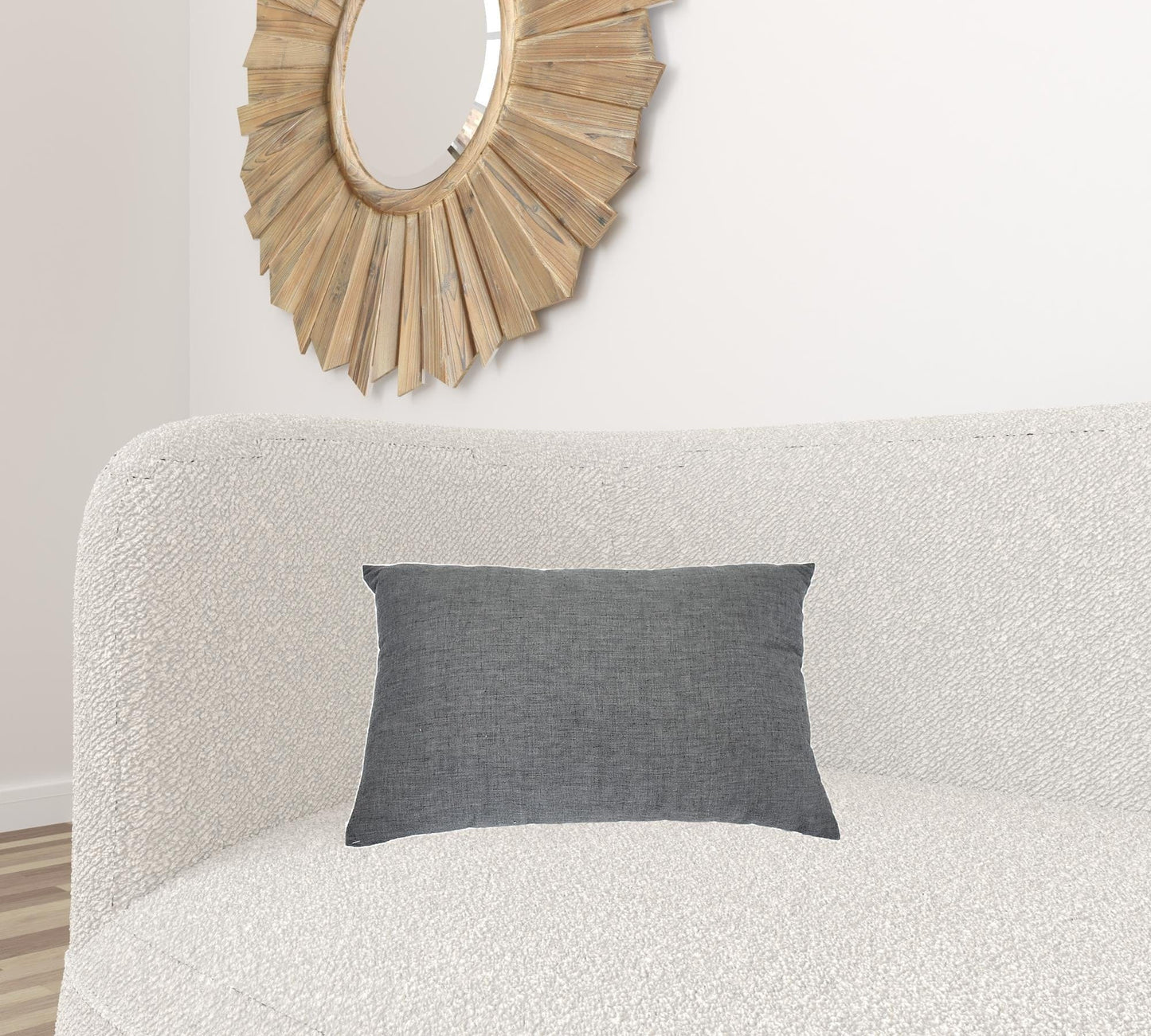 13" X 20" Grey And White Abstract Zippered Polyester Throw Pillow