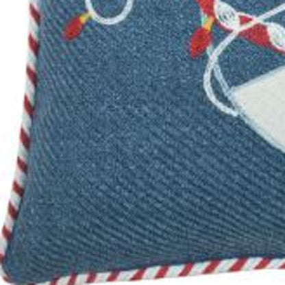 13" X 18" Blue Red And White Coastal Christmas Throw Pillow