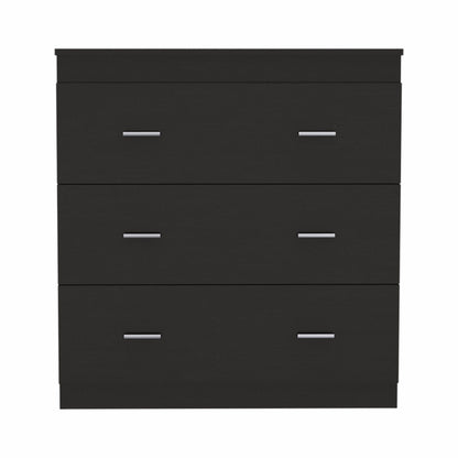 32" Black Wengue Manufactured Wood Three Drawer Standard Dresser
