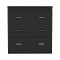 32" Black Wengue Manufactured Wood Three Drawer Standard Dresser