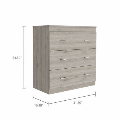 32" Light Grey Manufactured Wood Three Drawer Standard Dresser