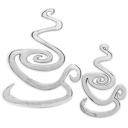 20" Buffed Silver Cast Aluminum Coffee Cup Wall Decor