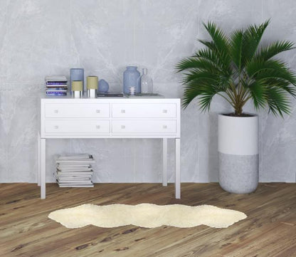 2' X 6' Ivory Wool Sheepskin Handmade Area Rug
