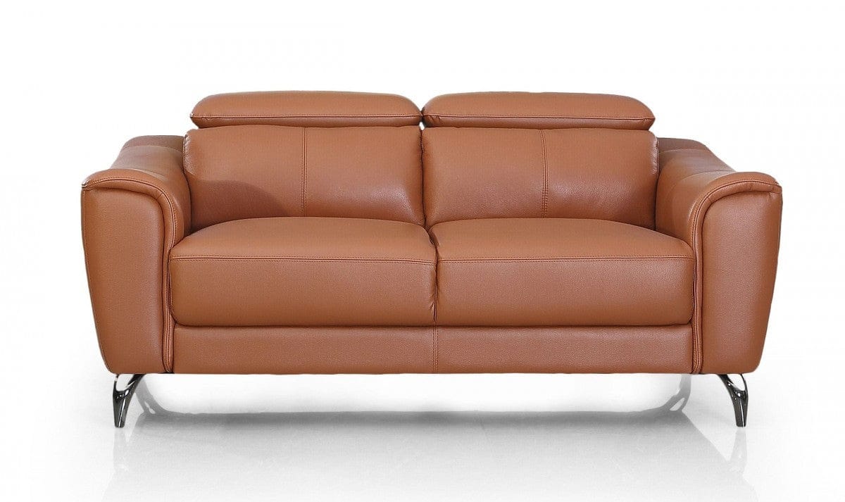 Urban 65" Brown Leather Adjustable Headrest Loveseat