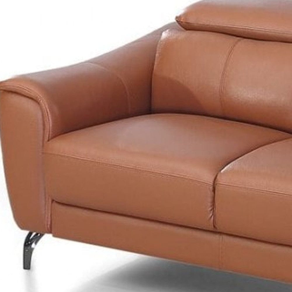 Urban 65" Brown Leather Adjustable Headrest Loveseat