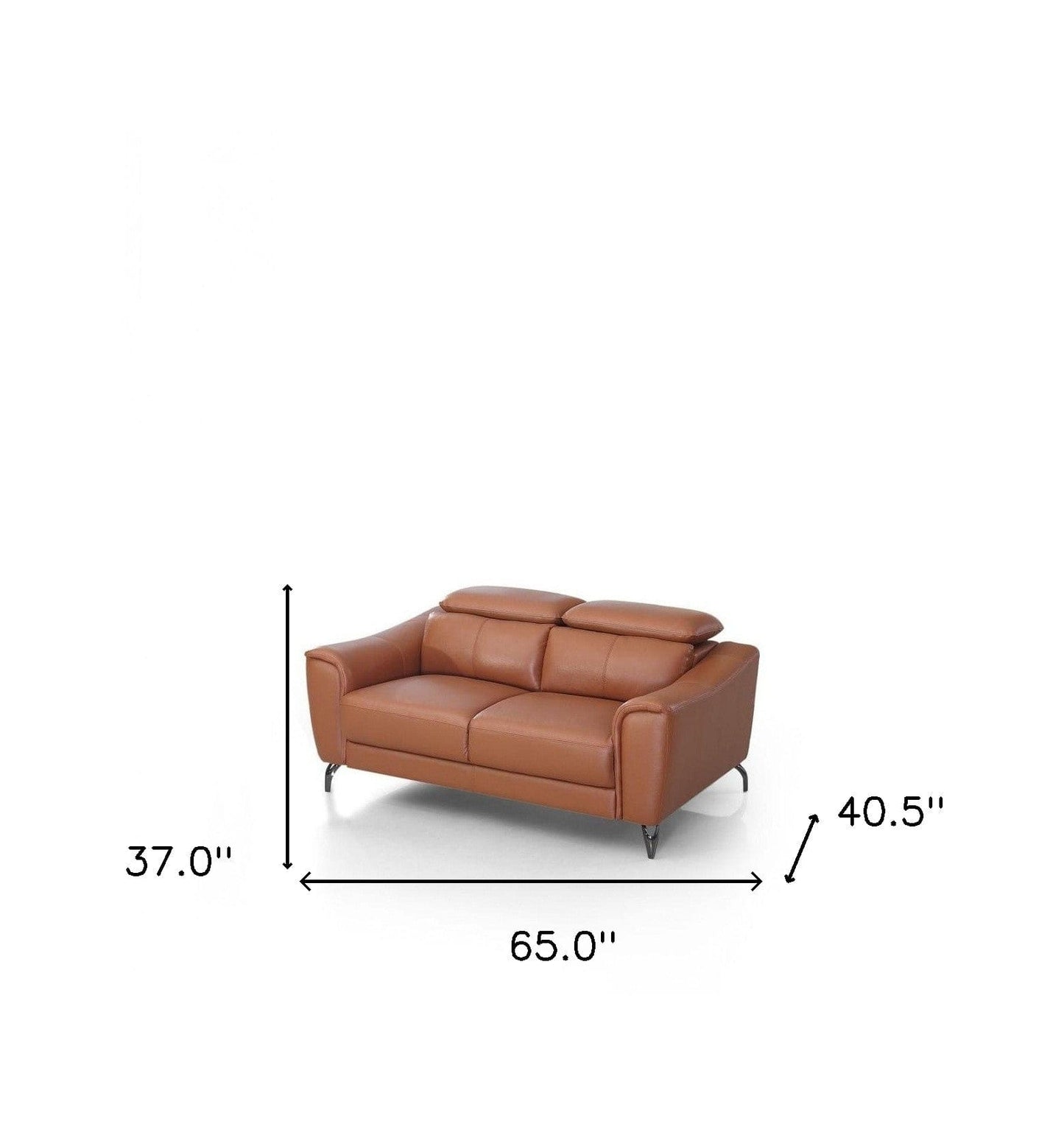 Urban 65" Brown Leather Adjustable Headrest Loveseat