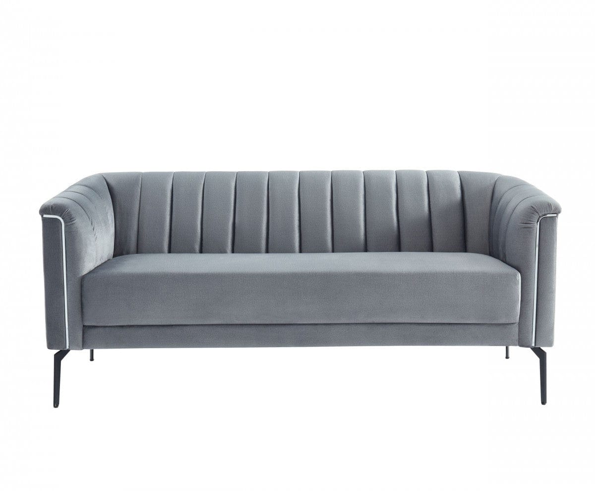 Urban 76" Grey Velvet Sofa With Tufted Back