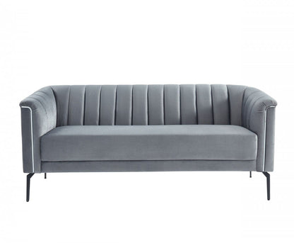 Urban 76" Grey Velvet Sofa With Tufted Back