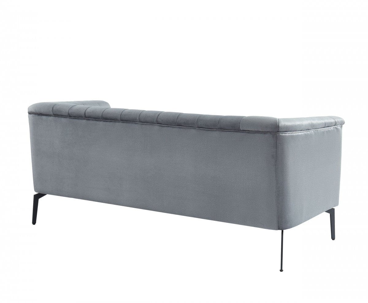 Urban 76" Grey Velvet Sofa With Tufted Back