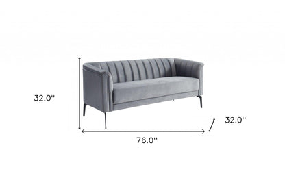Urban 76" Grey Velvet Sofa With Tufted Back