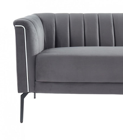 76" Dark Grey Three Person Standard Metal Legs Sofa
