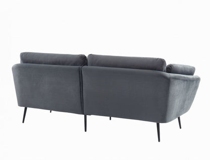 Modern 84" Dark Grey Sofa With Two Cushions