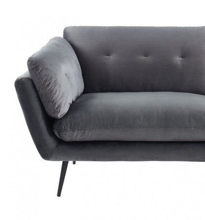 Modern 84" Dark Grey Sofa With Two Cushions
