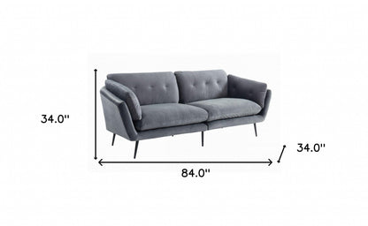 Modern 84" Dark Grey Sofa With Two Cushions