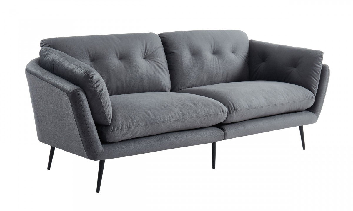 Modern 84" Grey Sofa With Two Cushions