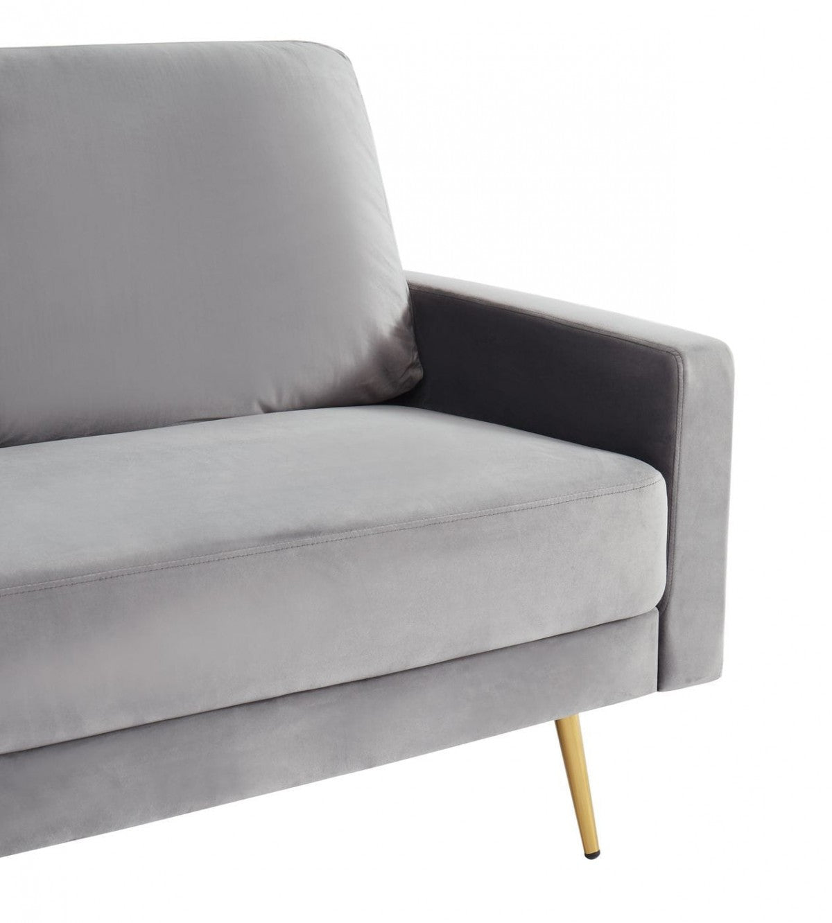 Compact 72" Grey Velvet Sofa With Two Cushions