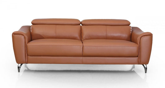 Urban 80" Brown Leather Adjustable Headrest Sofa