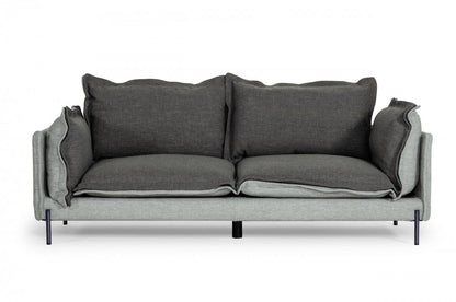 Modern 87" Two Tone Grey Sofa With Reversible Cushions