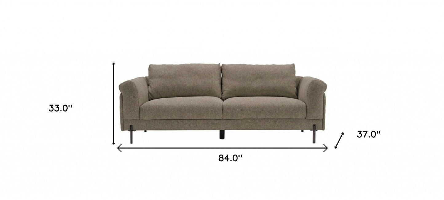 Contemporary 84" Tan Sofa With Two Cushions