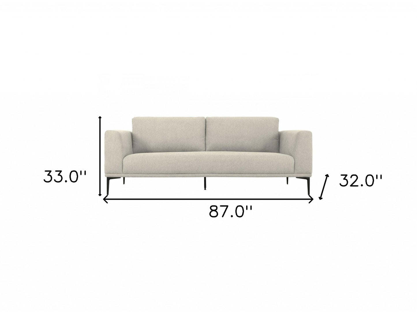 Modern 87" Light Beige Sofa With Removable Cushions