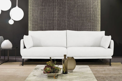 Modern 85" White and Black Fabric Sofa