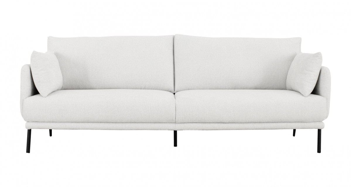 Modern 85" White and Black Fabric Sofa