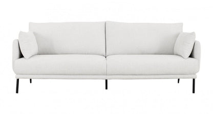 Modern 85" White and Black Fabric Sofa