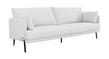 Modern 85" White and Black Fabric Sofa