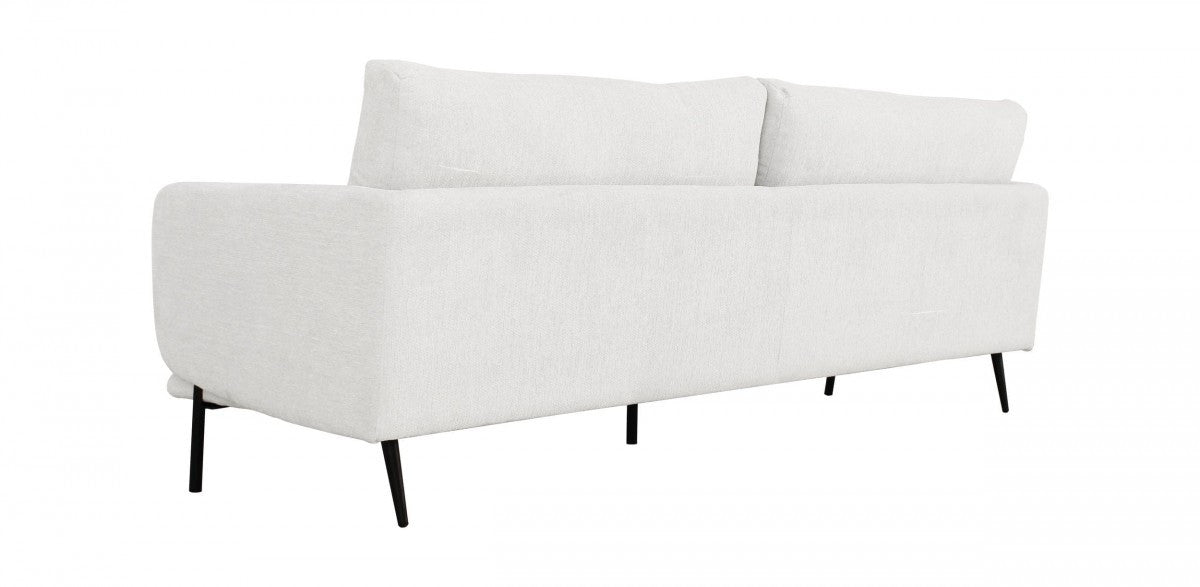 Modern 85" White and Black Fabric Sofa
